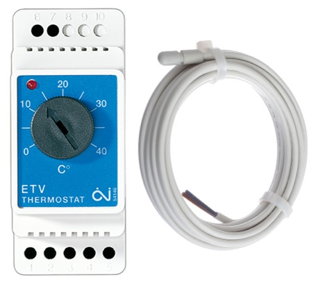 Termostat f/DIN-Mont inkl. føler/kontaktsæt | ETV-1991-P